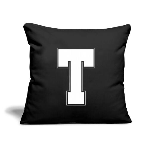 White Letter T – Varsity Alphabet Monogram - Throw Pillow Cover 17.5” x 17.5”
