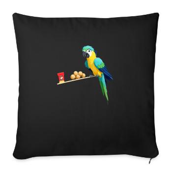 Snack Time Parrot - Throw Pillow Cover 17.5” x 17.5” - black - Front