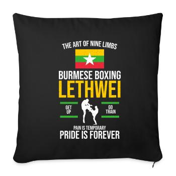 The Art Of Nine Limbs Burmese Boxing - Throw Pillow Cover 17.5” x 17.5” - black - Front