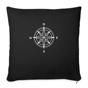 Compass safari direction navigation navigator - Throw Pillow Cover 17.5” x 17.5” - black - Front
