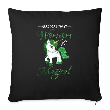 Cerebral Palsy Warriors Are Magical Cute Green - Throw Pillow Cover 17.5” x 17.5” - black - Front