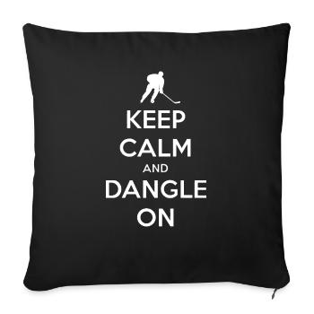 Keep Calm And Dangle On Hockey Deke Parody Funny - Throw Pillow Cover 17.5” x 17.5” - black - Front