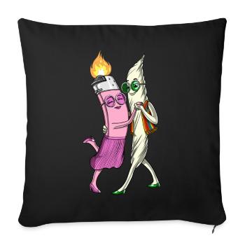 Hippie Stoner Dance - Throw Pillow Cover 17.5” x 17.5” - black - Front