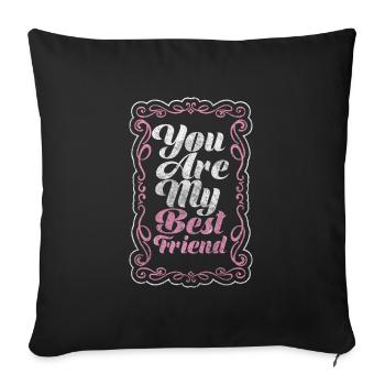 Friendship Best Friend Sweet - Throw Pillow Cover 17.5” x 17.5” - black - Front
