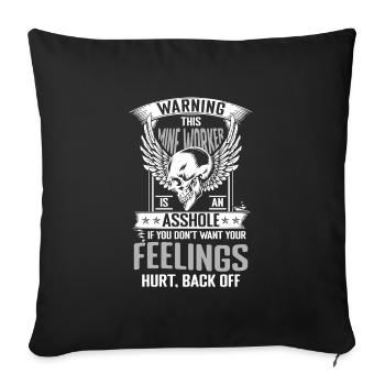 Miner Underground Profession Shaft - Throw Pillow Cover 17.5” x 17.5” - black - Front