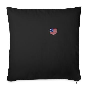 America flag in a shape of a pocket - Throw Pillow Cover 17.5” x 17.5” - black - Front