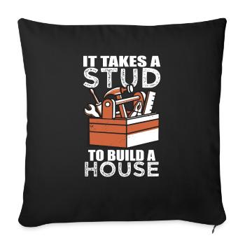 Carpenter Build A House - Throw Pillow Cover 17.5” x 17.5” - black - Front