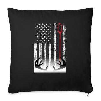 Bow deer hunting American flag Bow Hunting Lover - Throw Pillow Cover 17.5” x 17.5” - black - Front
