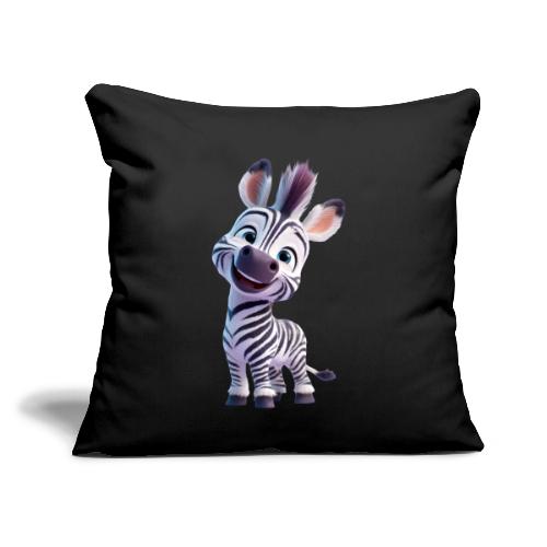 Playful 3D Baby Zebra Smiling Brightly - Throw Pillow Cover 17.5” x 17.5”