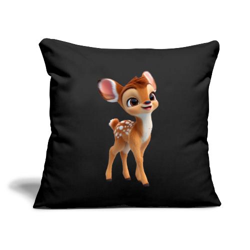 Sweet 3D Baby Deer with Big Eyes - Throw Pillow Cover 17.5” x 17.5”
