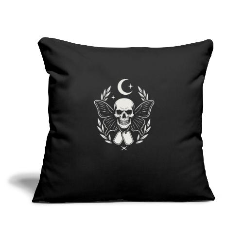 Skull butterfly dog tags - Throw Pillow Cover 17.5” x 17.5”