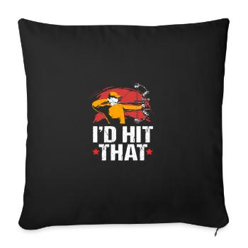 Retro Bow Hunting I'd Hit That For Bow Hunter - Throw Pillow Cover 17.5” x 17.5” - black - Front