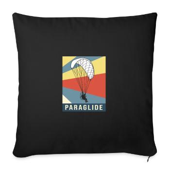 Retro Paragliding Pilot Paraglide Paraglider - Throw Pillow Cover 17.5” x 17.5” - black - Front