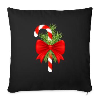 Candy Cane Bow - Throw Pillow Cover 17.5” x 17.5” - black - Front