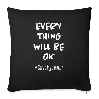 Everything Will Be Ok Save Hashtag - Throw Pillow Cover 17.5” x 17.5” - black - Front