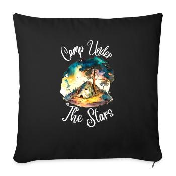 Camp Under The Stars - Throw Pillow Cover 17.5” x 17.5” - black - Front