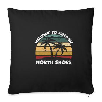 North Shore Welcome to Summer Hawaii Tropical - Throw Pillow Cover 17.5” x 17.5” - black - Front