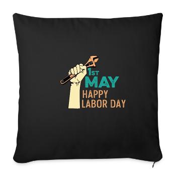 1st May Diligent Plumber Gift - Throw Pillow Cover 17.5” x 17.5” - black - Front