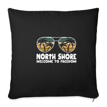 North Shore Welcome to Freedom Vacation Sayings Tr - Throw Pillow Cover 17.5” x 17.5” - black - Front