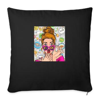 Girl - Throw Pillow Cover 17.5” x 17.5” - black - Front
