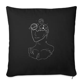 SPACE MIND - Throw Pillow Cover 17.5” x 17.5” - black - Front