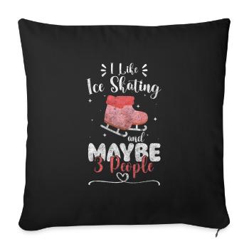 Skates Ice Skating Hobby Speed Skating - Throw Pillow Cover 17.5” x 17.5” - black - Front