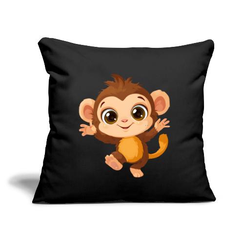 Dancing Baby Monkey Joyful - Throw Pillow Cover 17.5” x 17.5”