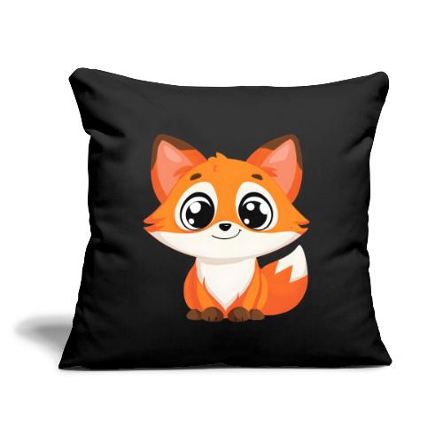 Adorable Cartoon Fox with Big Innocent Eyes - Throw Pillow Cover 17.5” x 17.5”