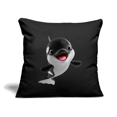 Smiling Cartoon Baby Orca - Throw Pillow Cover 17.5” x 17.5”