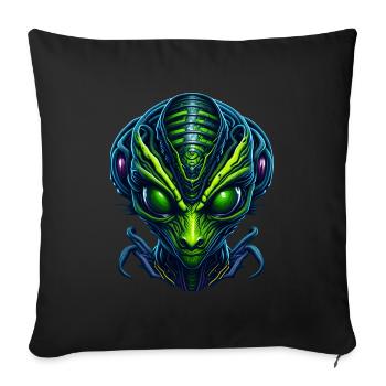 Alien Head - Throw Pillow Cover 17.5” x 17.5” - black - Front