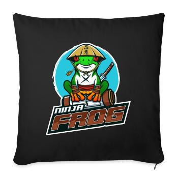 ninja frog gaming - Throw Pillow Cover 17.5” x 17.5” - black - Front