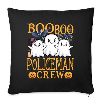 Policeman Halloween Crew Policeman - Throw Pillow Cover 17.5” x 17.5” - black - Front