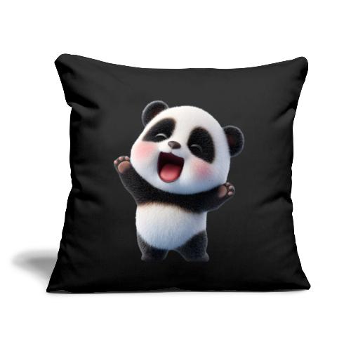 Happy Baby Panda Standing - Throw Pillow Cover 17.5” x 17.5”