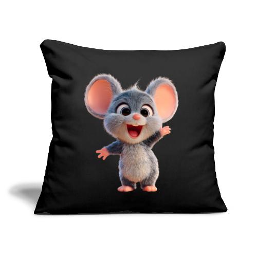 Joyful Cartoon Baby Mouse Arms Up - Throw Pillow Cover 17.5” x 17.5”