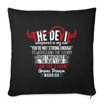 Devil- Graves Disease Awareness Ribbon Shirt - Throw Pillow Cover 17.5” x 17.5” - black - Front