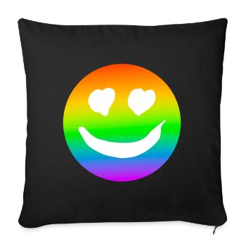 émoticone arc en ciel coeur - Throw Pillow Cover 17.5” x 17.5” - black - Front