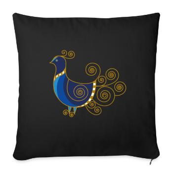 Peacock - Throw Pillow Cover 17.5” x 17.5” - black - Front