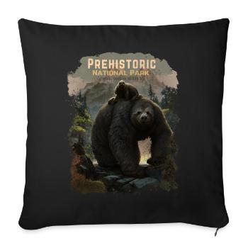 Prehistoric National Park - Giant Sloths - Throw Pillow Cover 17.5” x 17.5” - black - Front