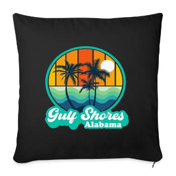 Shores Alabama Summer Vacation Beach Souvenir - Throw Pillow Cover 17.5” x 17.5” - black - Front