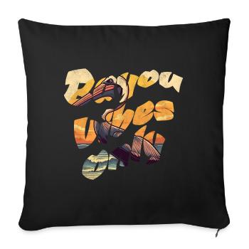 Bayou Vibes Only | Distressed Pelican Sunset - Throw Pillow Cover 17.5” x 17.5” - black - Front