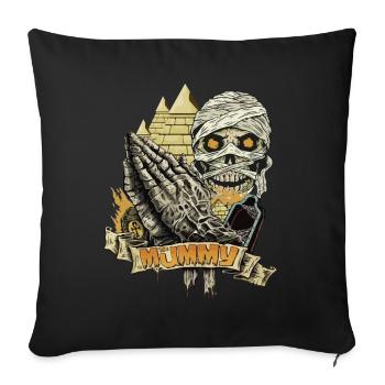 Egyptian Mummy - Throw Pillow Cover 17.5” x 17.5” - black - Front