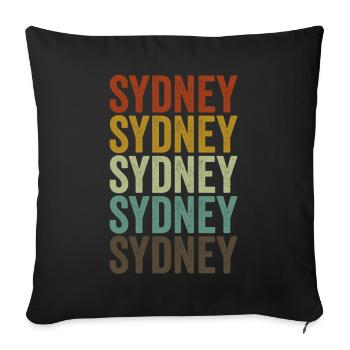 Sydney Australia Retro Vintage - Throw Pillow Cover 17.5” x 17.5” - black - Front