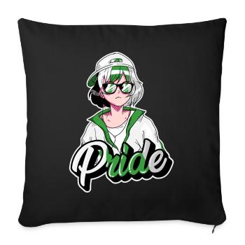 Demiromantic Pride Cool Anime Girl Demiromantic Fl - Throw Pillow Cover 17.5” x 17.5” - black - Front