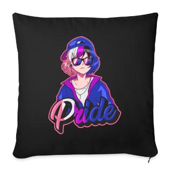 Genderfluid Pride Japanese Cool Anime Girl Genderf - Throw Pillow Cover 17.5” x 17.5” - black - Front