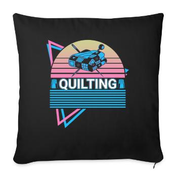 Quilting Quilter Retro - Throw Pillow Cover 17.5” x 17.5” - black - Front