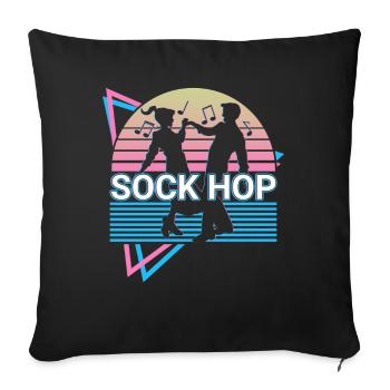Sock Hop Retro - Throw Pillow Cover 17.5” x 17.5” - black - Front