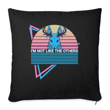 Jackalope Retro Cryptid - Throw Pillow Cover 17.5” x 17.5” - black - Front
