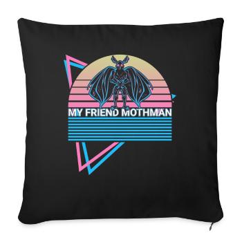 Mothman Cryptid Cryptozoology Retro - Throw Pillow Cover 17.5” x 17.5” - black - Front
