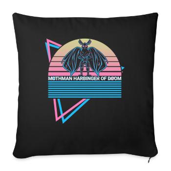 Mothman Cryptid Retro - Throw Pillow Cover 17.5” x 17.5” - black - Front