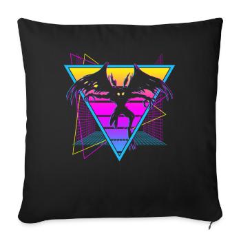 Mothman Cryptid Cryptozoology Retro - Throw Pillow Cover 17.5” x 17.5” - black - Front